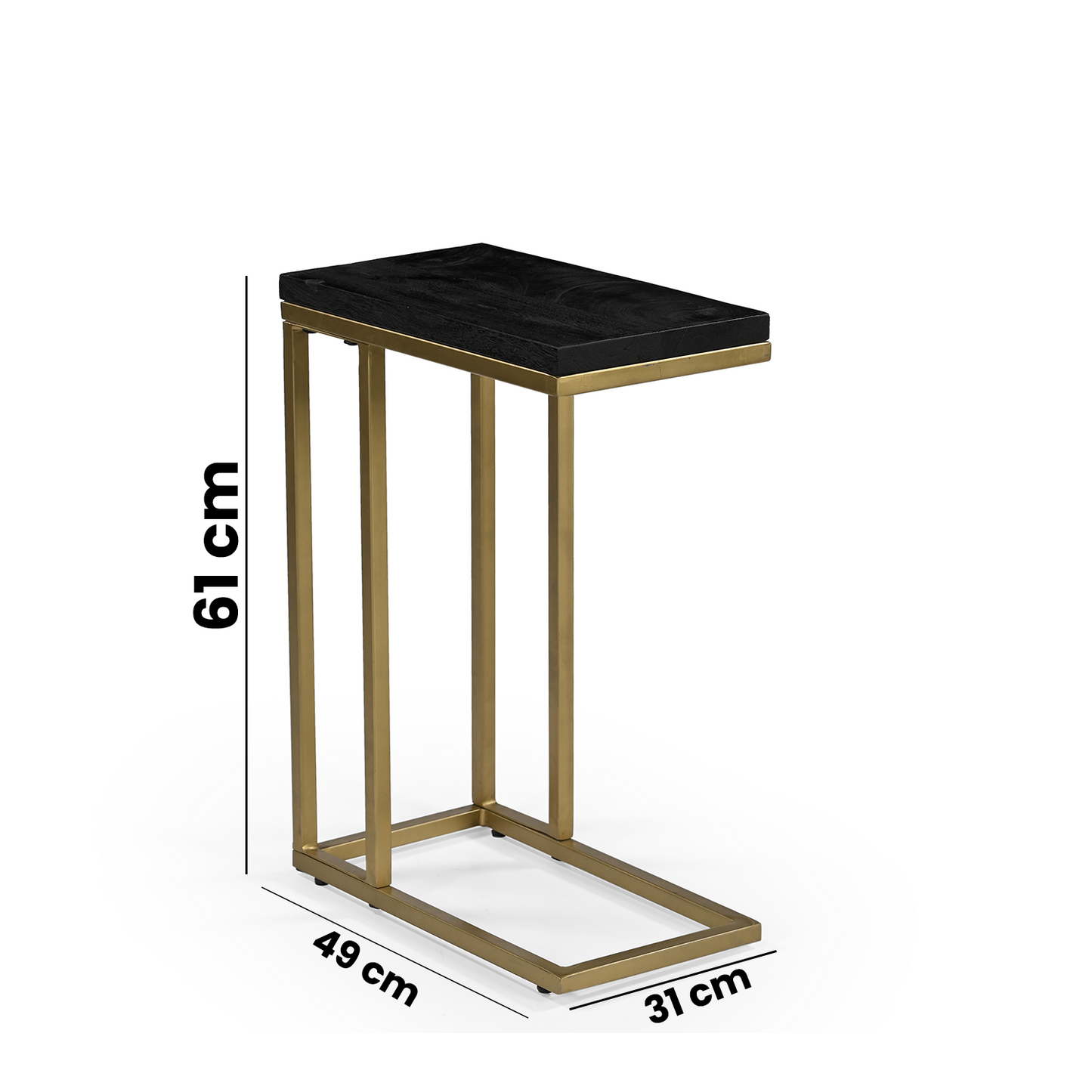 Elegant Gold Side Table with Metal Frame – 61cm Height | Versatile & Durable