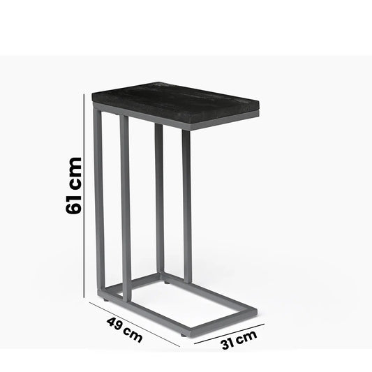 Moderner Beistelltisch aus Mangoholz und Metall, Maße 61x49x31 cm, iAnanas Möbel