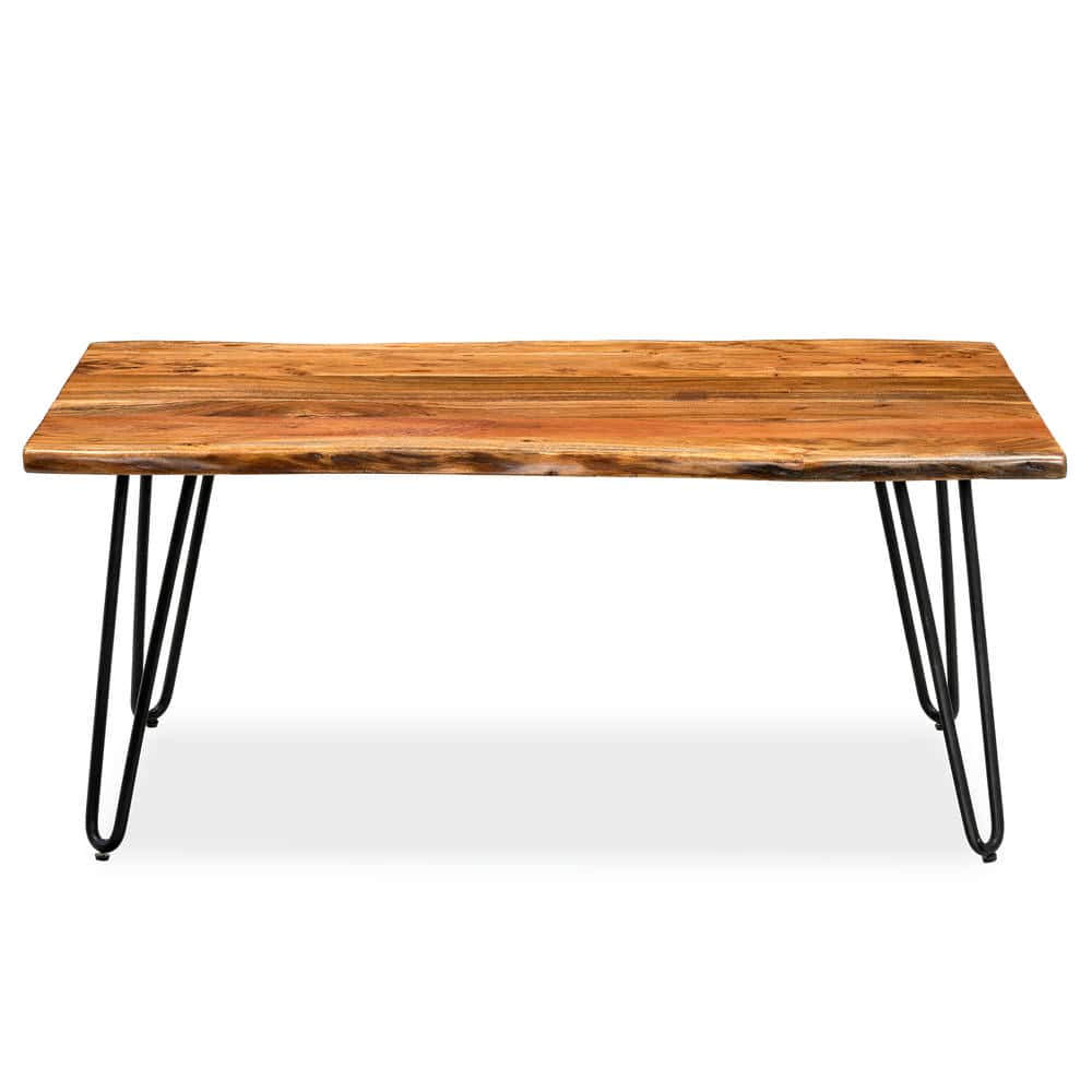Table basse rustique en bois récupéré – Pieds en épingle à cheveux industriels