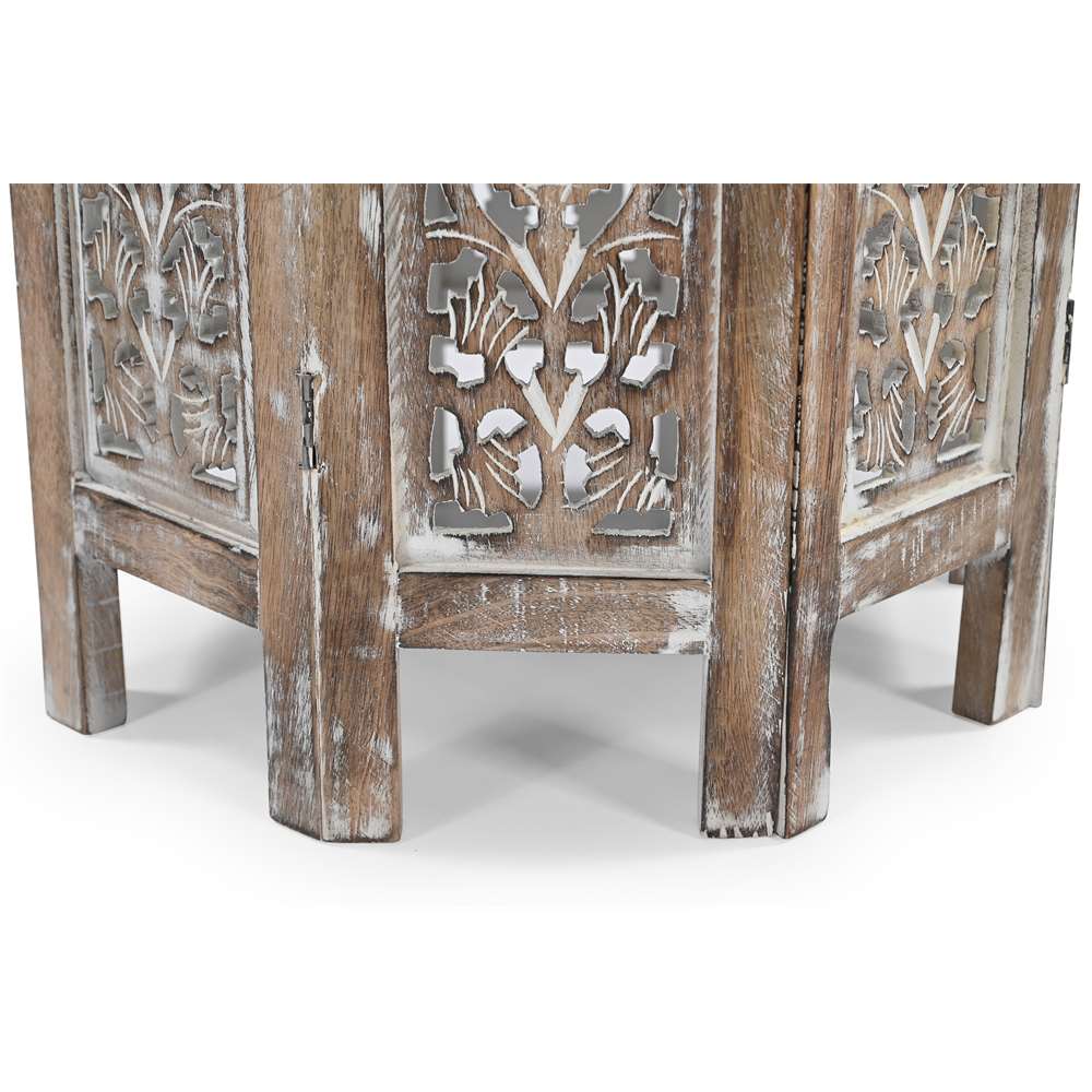 Round Antique-Style Carved Wood Side Table – Handcrafted Vintage Design