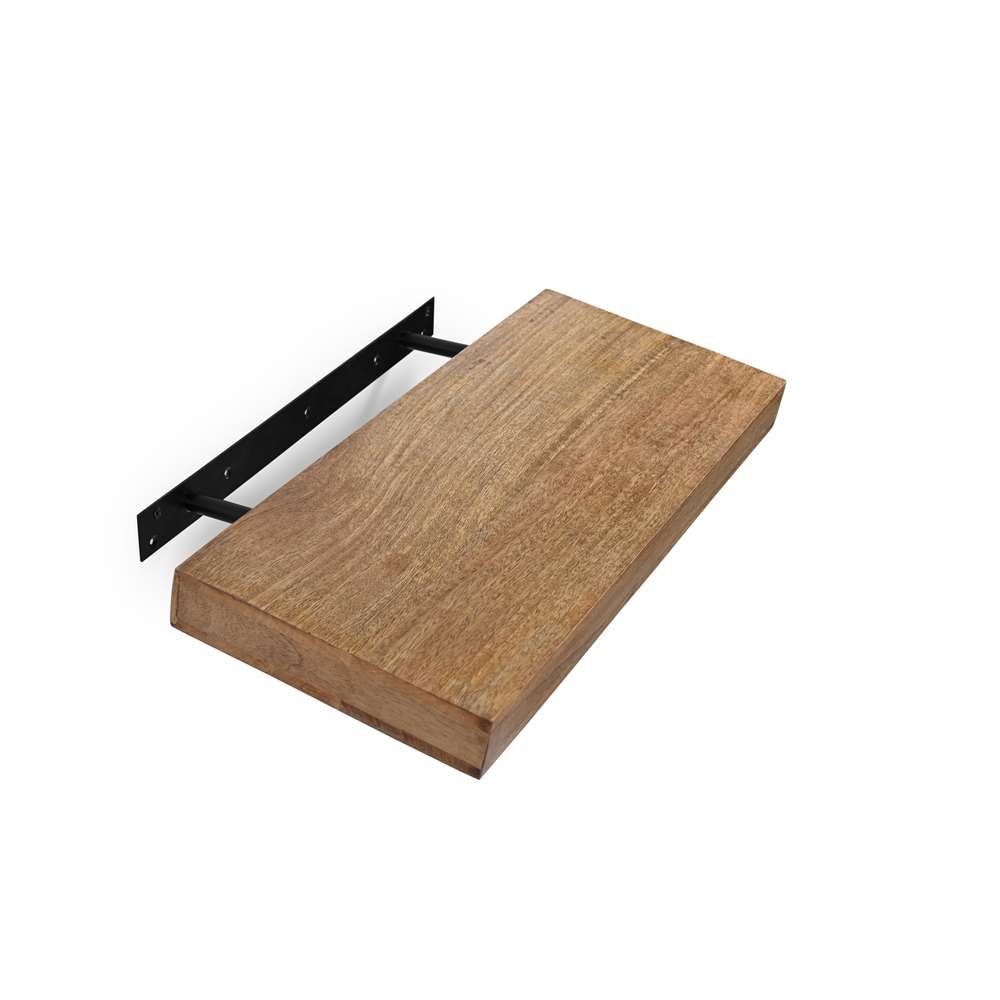 Étagère murale rustique en bois avec supports métalliques robustes – Étagère flottante industrielle