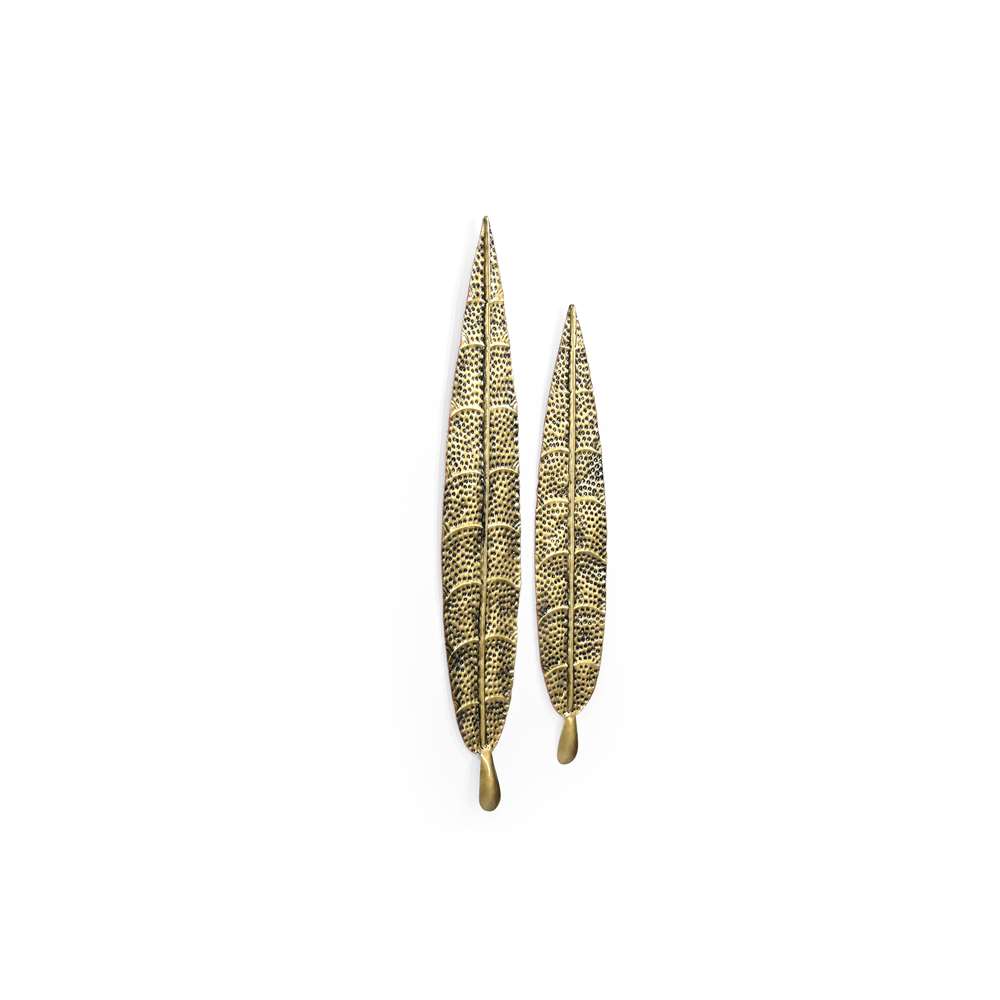 Elegant Gold Leaf Wall Decorations – Set of 2 Sculptural Metal Wall Art