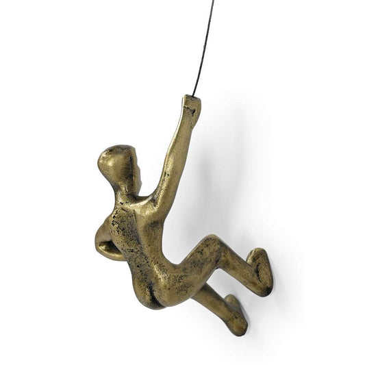 Sculpture murale d'escalade pour hommes (ensemble de 3), en fer - Décoration d'intérieur parfaite, cadeau, fait à la main et fini en cuivre, bronze et argent.