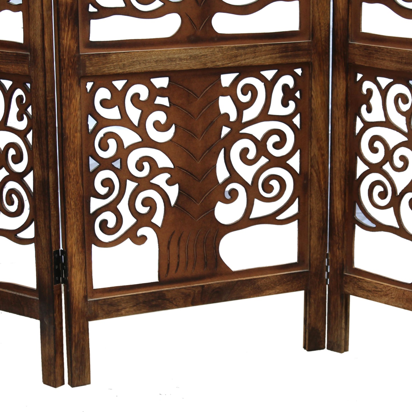 Handmade 4-Panel Floral Mango Wood Room Divider / Privacy Screen – Foldable Screen, 203×180 cm