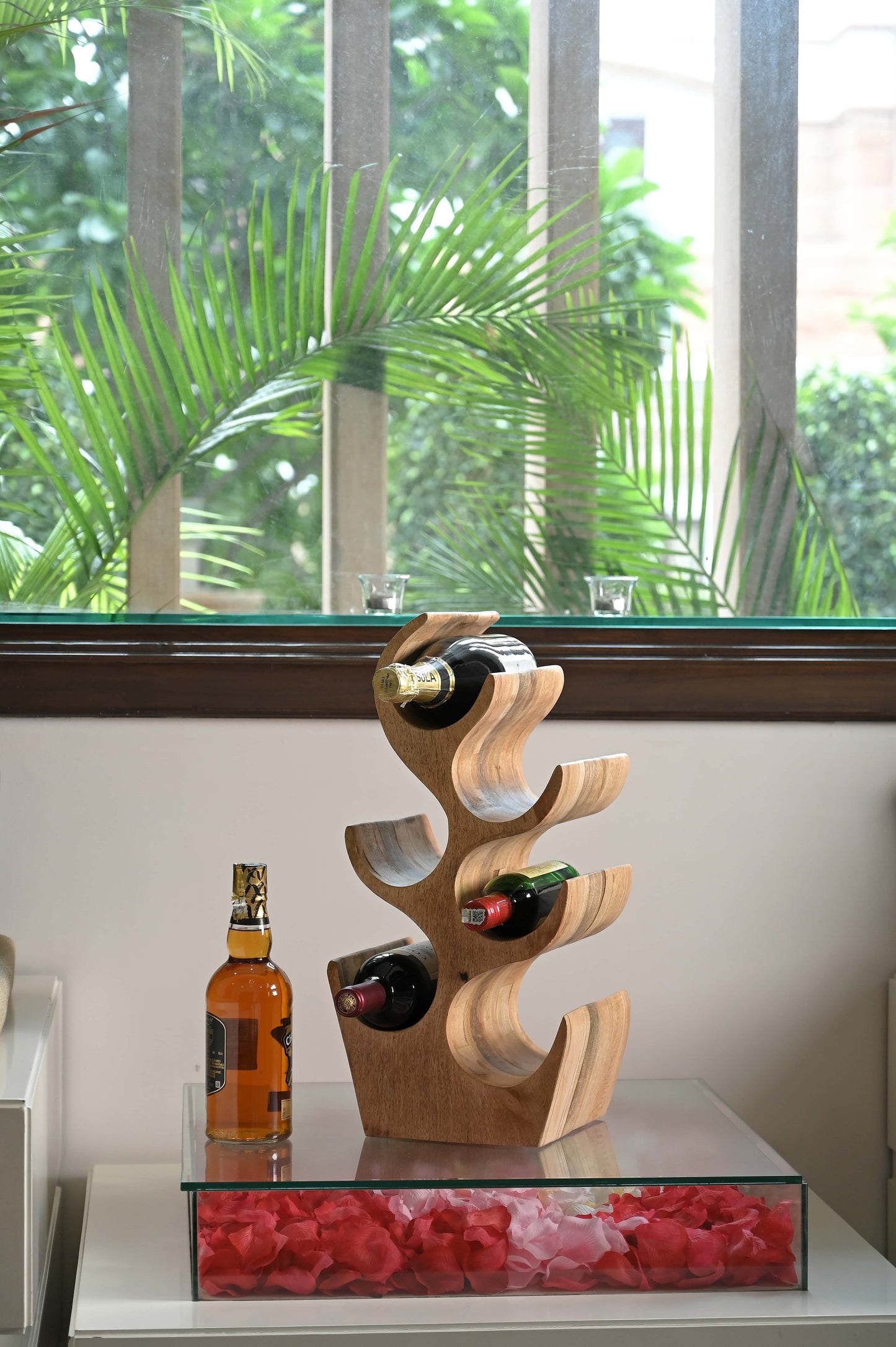 Abstract Elegance Natural Wine Rack – Modern Wine Storage