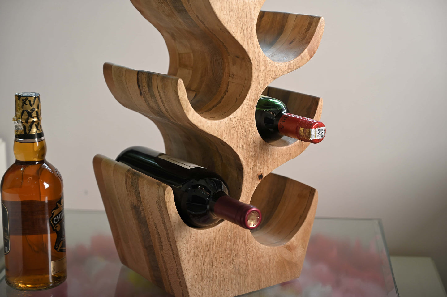 Abstract Elegance Natural Wine Rack – Modern Wine Storage