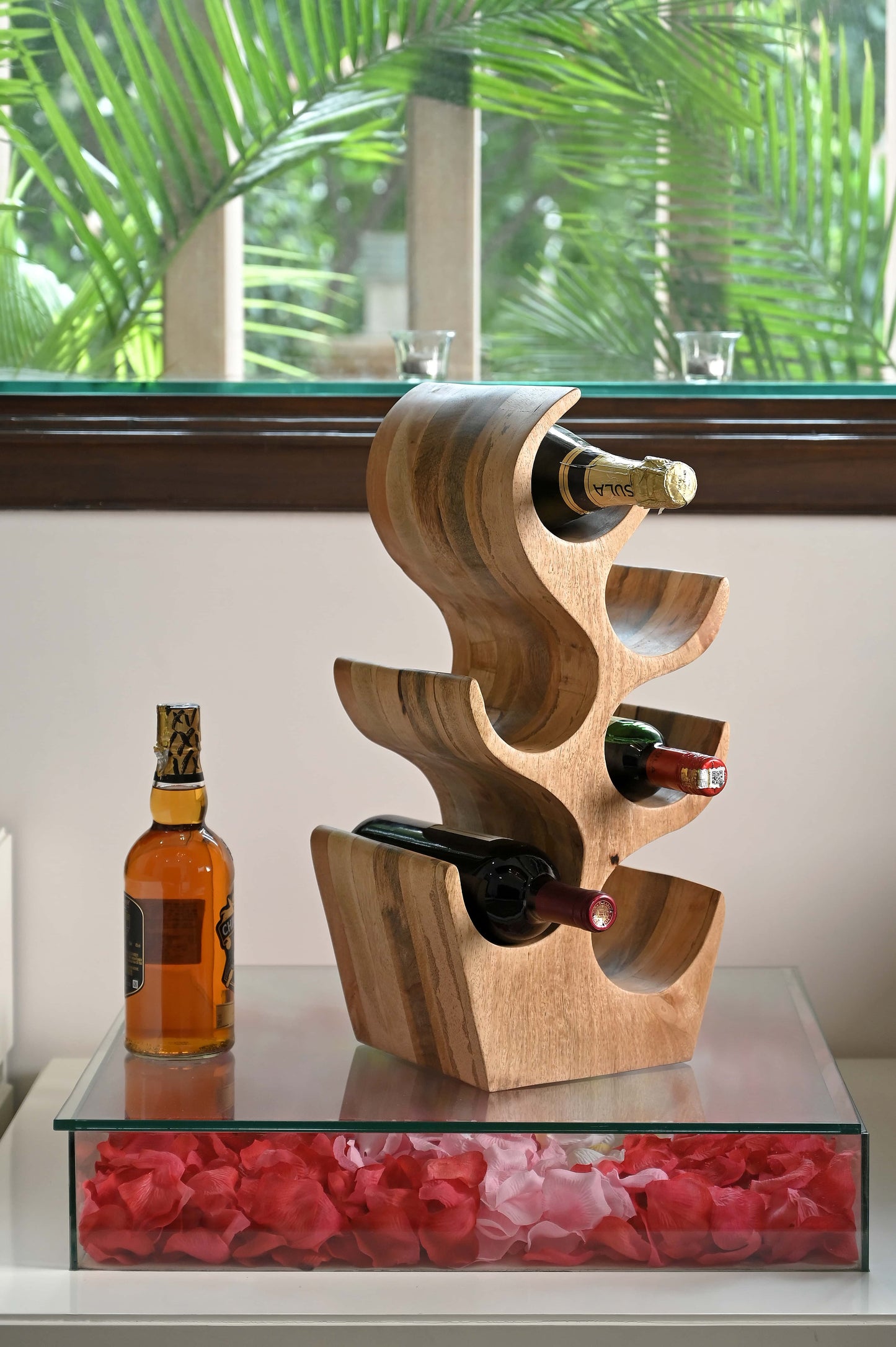 Abstract Elegance Natural Wine Rack – Modern Wine Storage