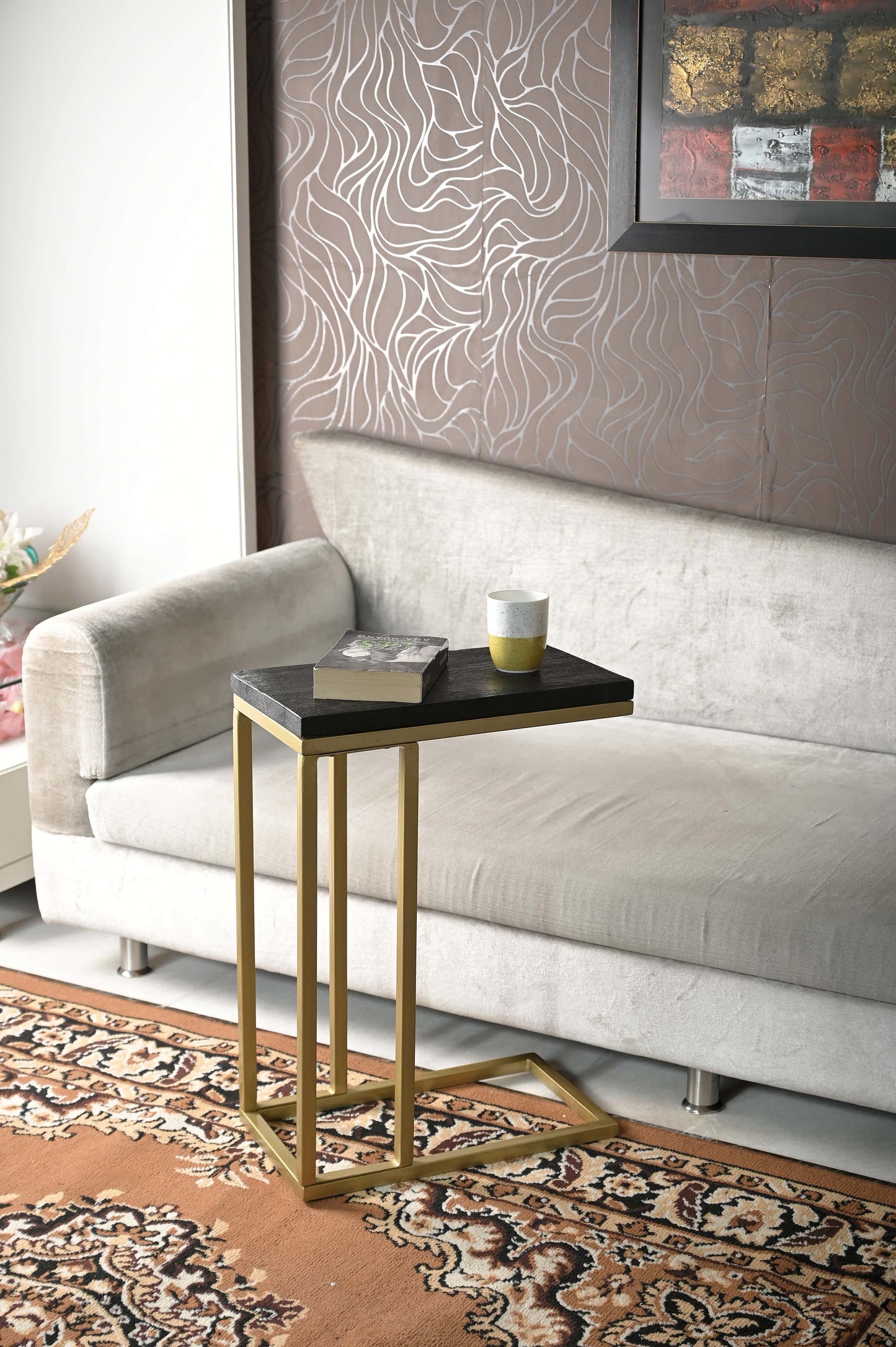 Elegant Gold Side Table with Metal Frame – 61cm Height | Versatile & Durable