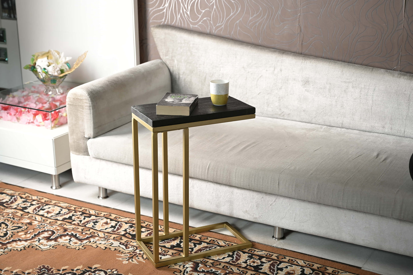 Elegant Gold Side Table with Metal Frame – 61cm Height | Versatile & Durable