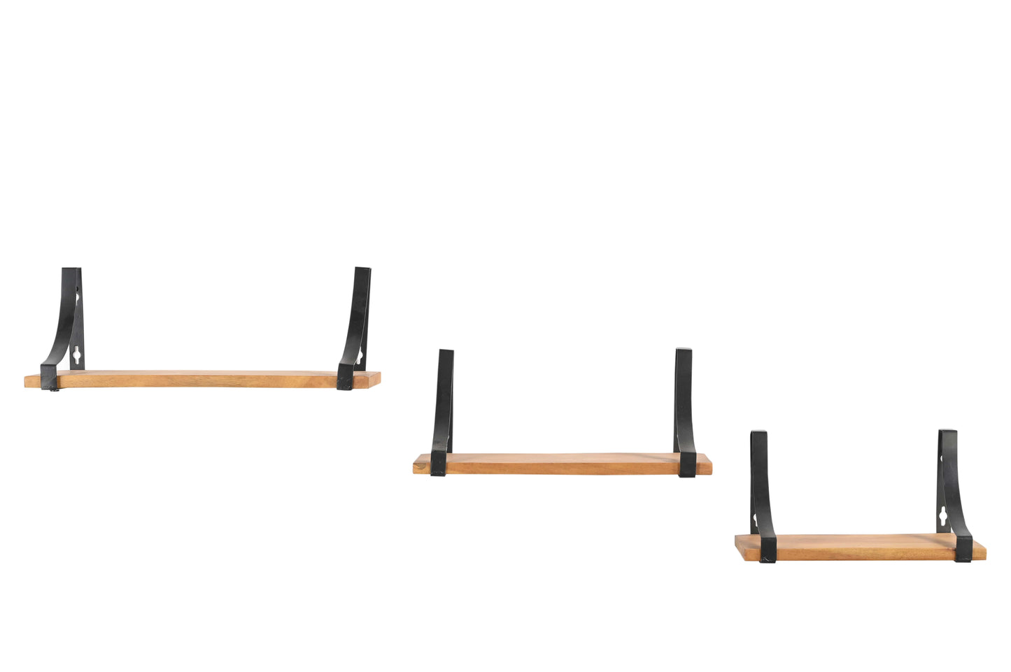 Rustikales Industrie-Wandregal-Set – Schwebende Regale aus Holz und Metall (3er-Set)