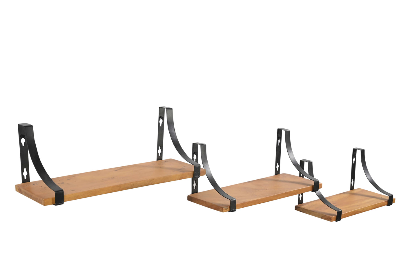 Rustikales Industrie-Wandregal-Set – Schwebende Regale aus Holz und Metall (3er-Set)
