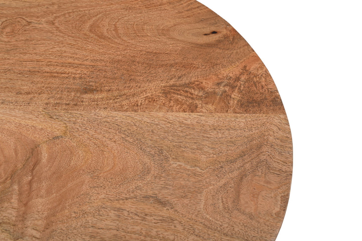 Round Luxury Mango Wood Coffee Table with Grid Frame, Stylish Modern Slatted Side Table in Boho Style for the Living Room, Rustic Natural Finish, Elegant and Durable, 50x50x50 cm