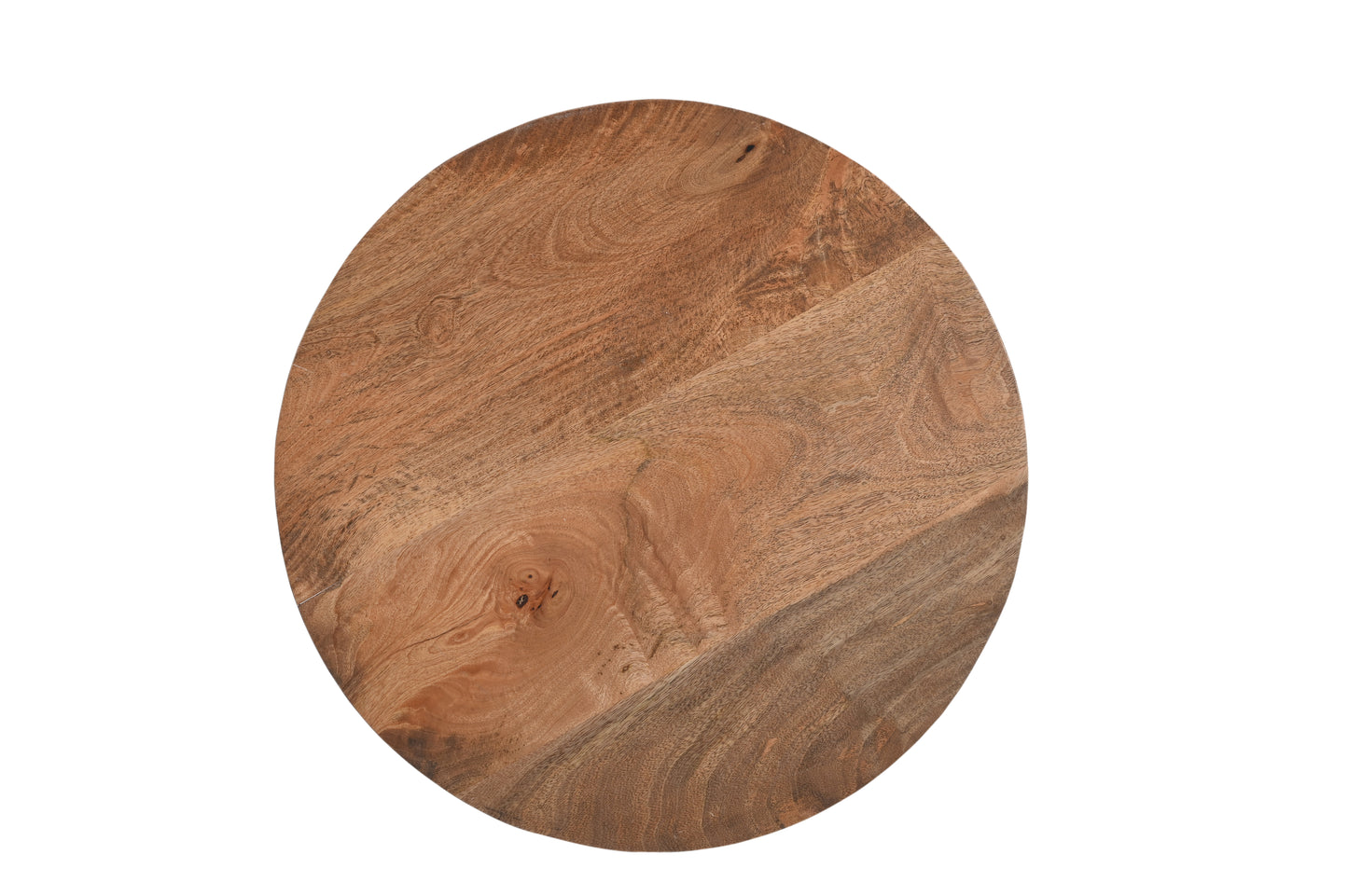 Round Luxury Mango Wood Coffee Table with Grid Frame, Stylish Modern Slatted Side Table in Boho Style for the Living Room, Rustic Natural Finish, Elegant and Durable, 50x50x50 cm