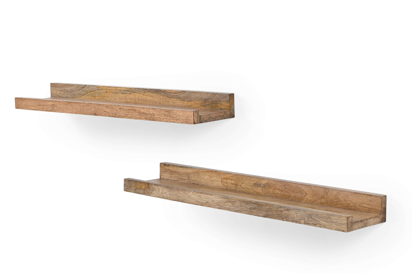 Rustikale schwebende Holzregale – 2er-Set Wandregale mit Metallhalterungen