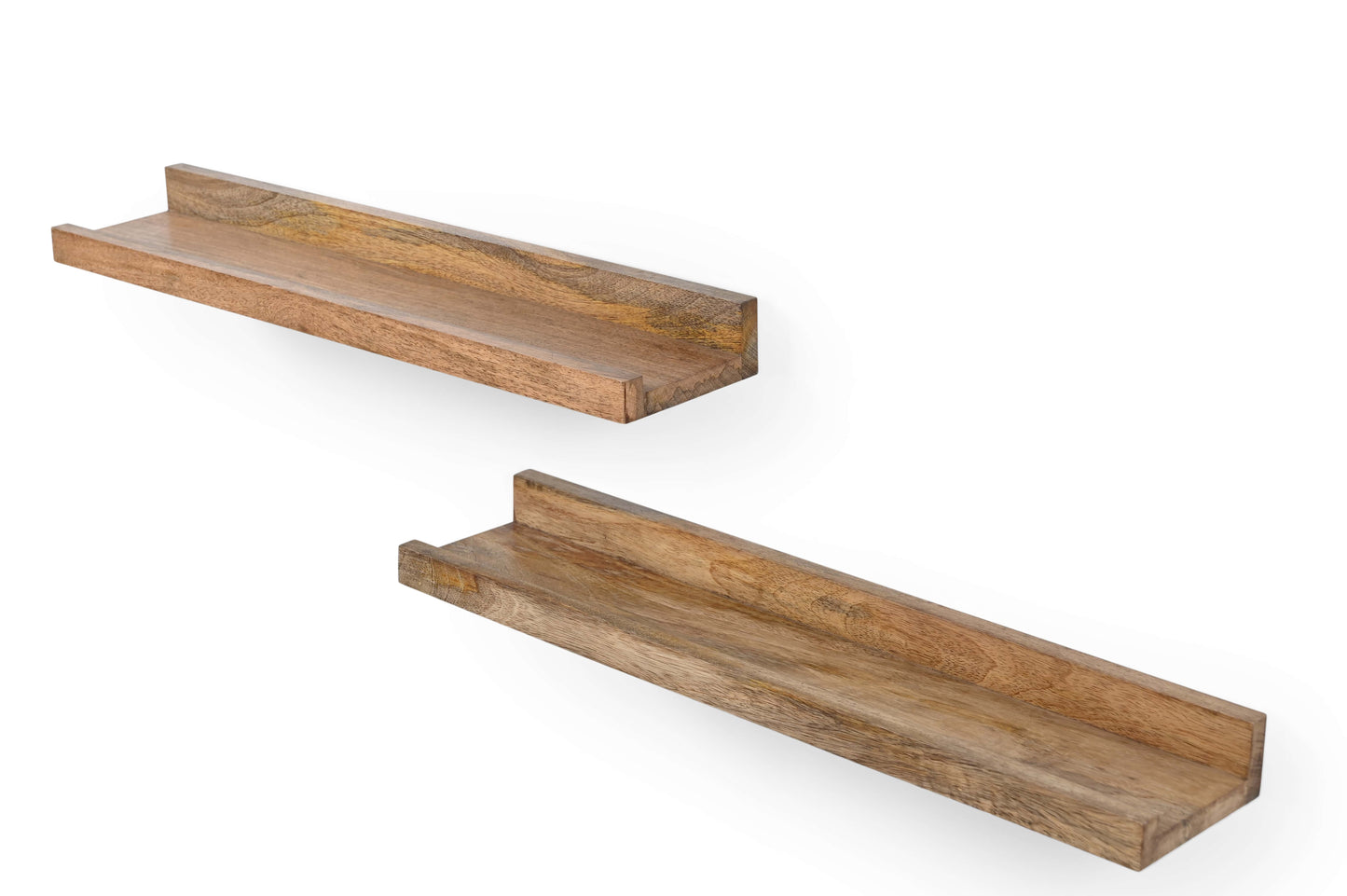 Rustikale schwebende Holzregale – 2er-Set Wandregale mit Metallhalterungen