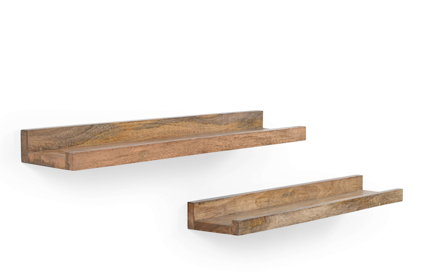 Rustikale schwebende Holzregale – 2er-Set Wandregale mit Metallhalterungen