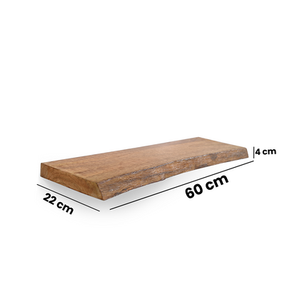 Rustic Floating Wooden Wall Shelf – Solid Wood with Industrial Brackets, Set of 3 Marudhara