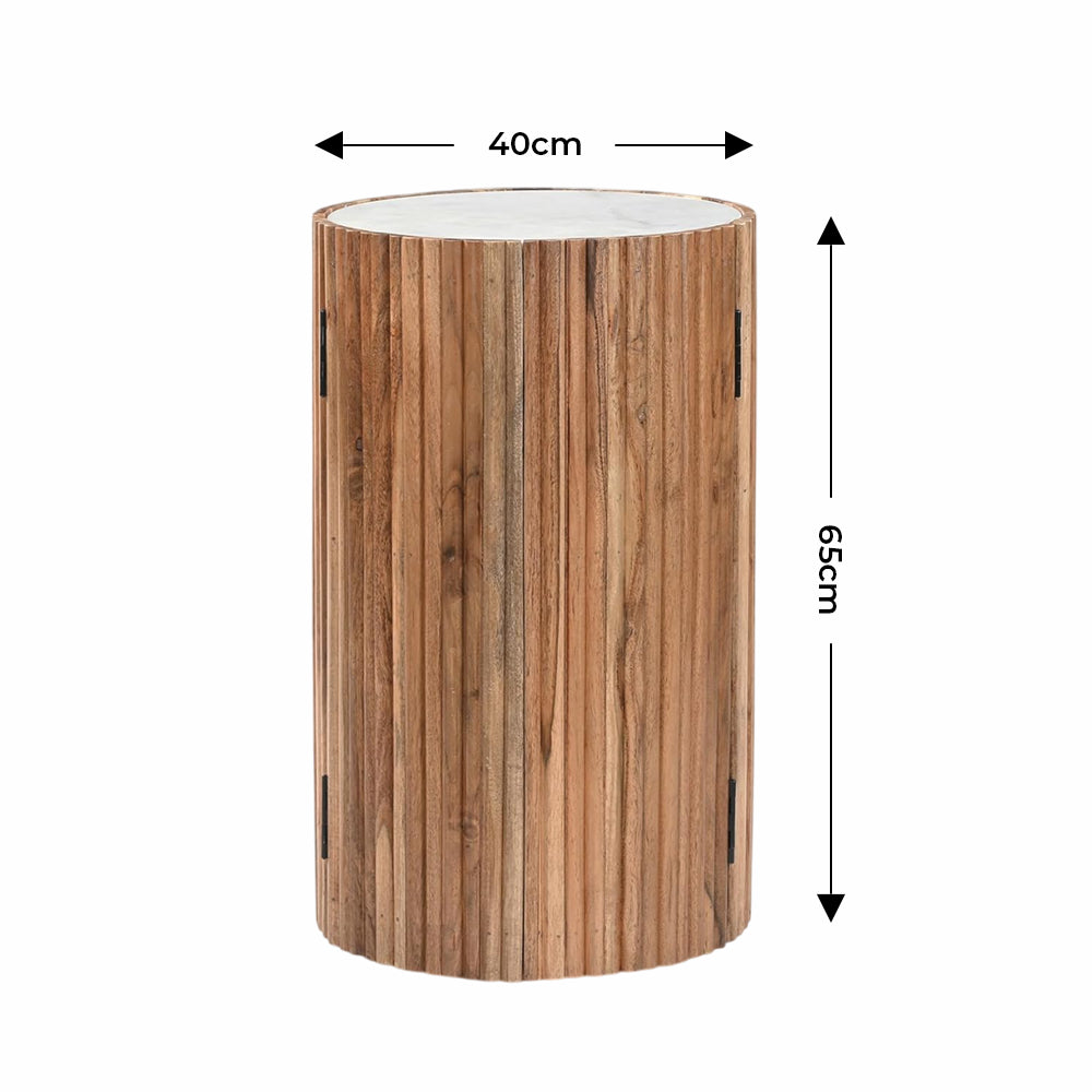 iAnanas Wooden  Bar Cabinet with White Marble Top – Elegant Wine & Glass Storage for Home Bar