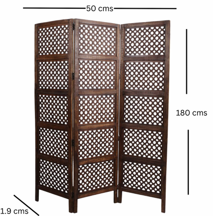 Handgefertigter Raumteiler aus Holz mit geometrischem Muster Marudhara