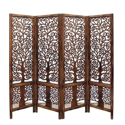 Handgefertigter Sichtschutz aus Holz – Raumteiler mit 4 Paneelen aus Mangoholz iAnanas