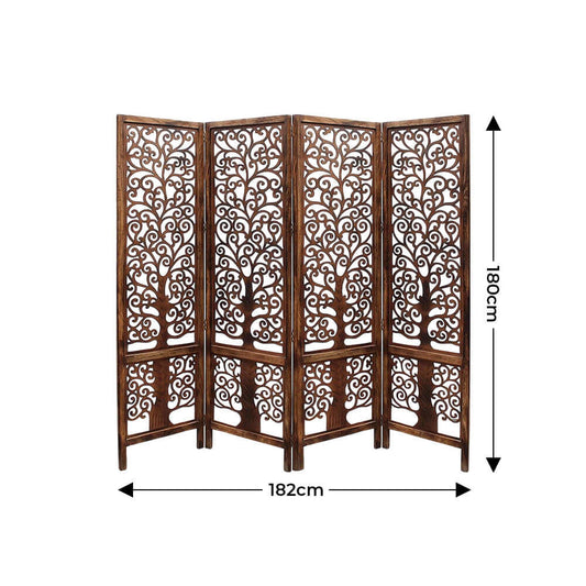 Handgefertigter Sichtschutz aus Holz – Raumteiler mit 4 Paneelen aus Mangoholz iAnanas