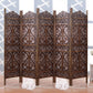 Mango Wood Room Divider - 5 Panel Floral Handmade Screen, Privacy Screen & Decoration for Living Room, Bedroom, Balcony & Office - Brown 234x2x180 cm