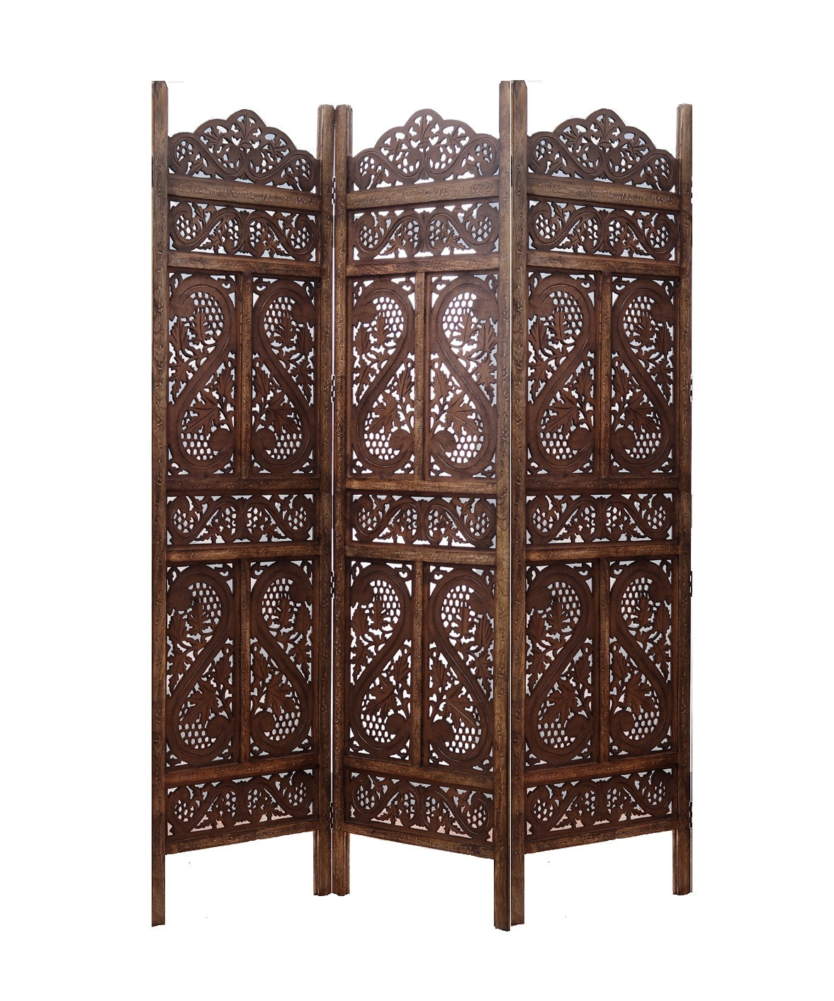 Handgefertigter Raumteiler aus Holz mit geometrischem Muster iAnanas