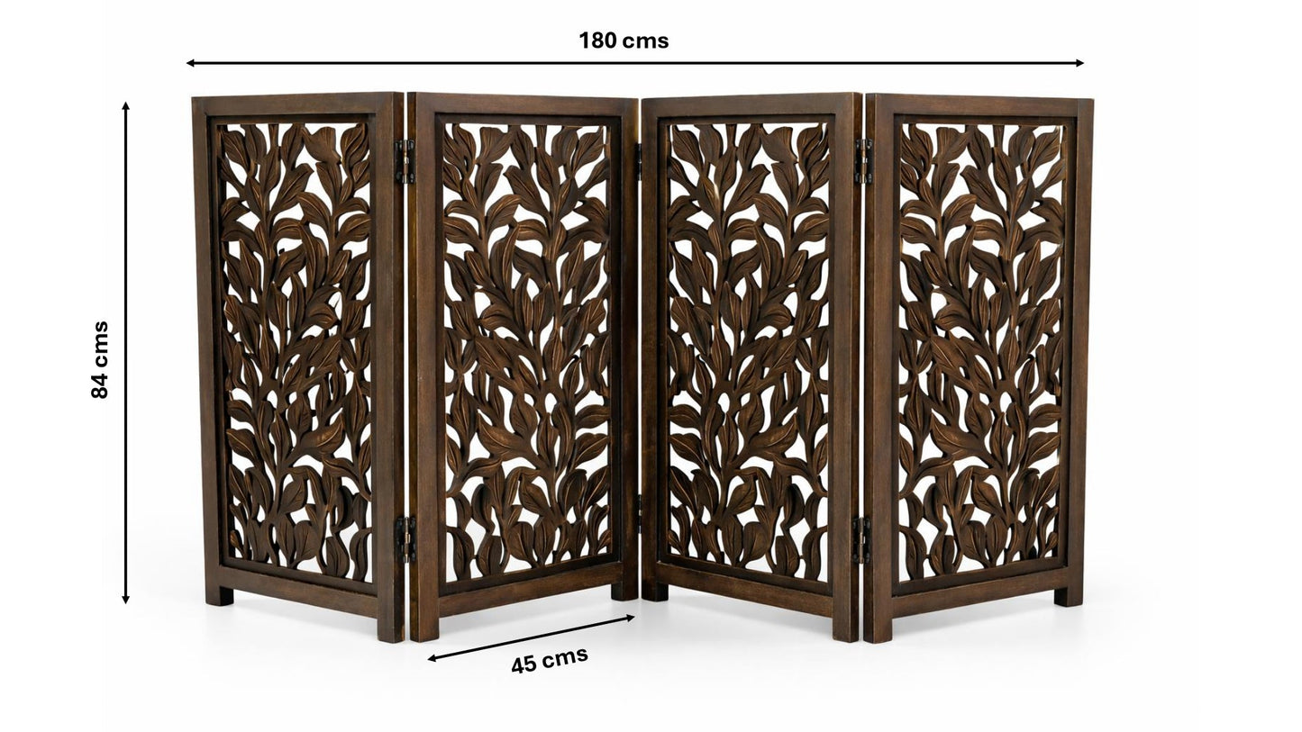 Hundegitter Holz Freistehendes 4-Panel Haustiergitter Faltbar Mangoholz 180x84cm iAnanas