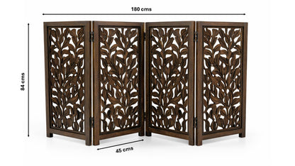 Hundegitter Holz Freistehendes 4-Panel Haustiergitter Faltbar Mangoholz 180x84cm iAnanas