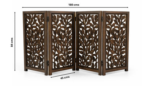 Hundegitter Holz Freistehendes 4-Panel Haustiergitter Faltbar Mangoholz 180x84cm iAnanas