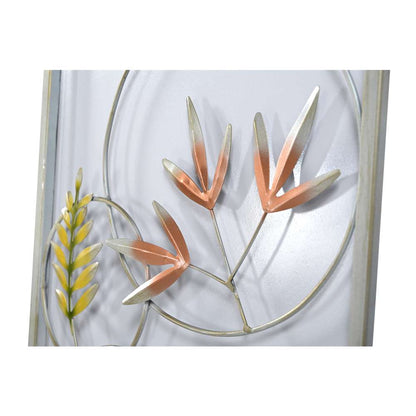Wanddeko aus Metall mit goldenen und kupferfarbenen Blättern, modernes Mangoholz-Design
