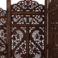 Mango Wood Room Divider - 5 Panel Floral Handmade Screen, Privacy Screen & Decoration for Living Room, Bedroom, Balcony & Office - Brown 234x2x180 cm