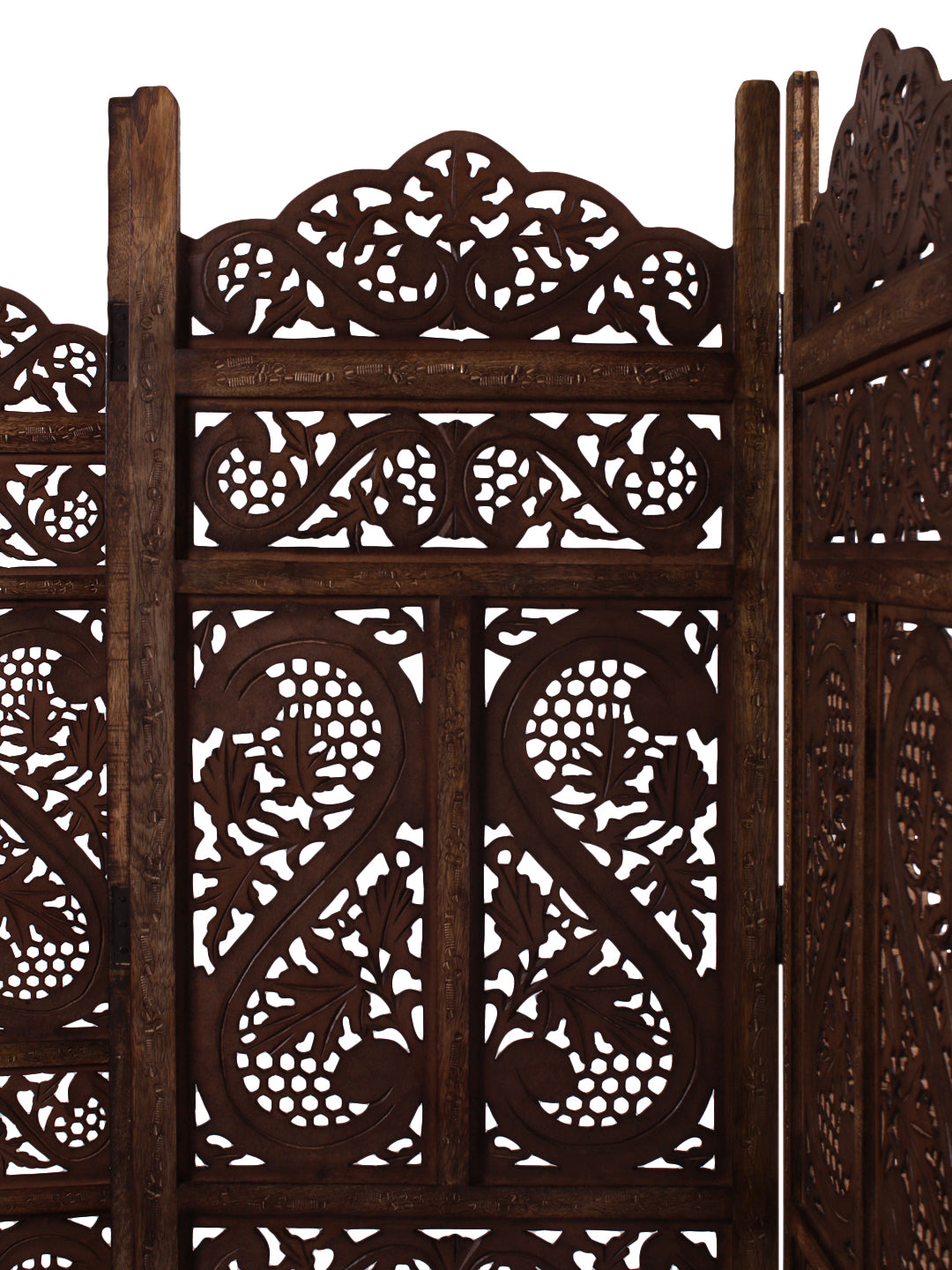 Mango Wood Room Divider - 5 Panel Floral Handmade Screen, Privacy Screen & Decoration for Living Room, Bedroom, Balcony & Office - Brown 234x2x180 cm