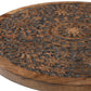 iAnanas Antique Brown Hand-Carved Round Side Table with Embellishments – Mango Wood