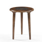 Rustic Solid Wood Side Table – Handmade Round Stool with Carved Mandala Top & 3 Legs – Boho Accent Furniture