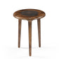Rustic Solid Wood Side Table – Handmade Round Stool with Carved Mandala Top & 3 Legs – Boho Accent Furniture
