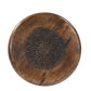 Rustic Solid Wood Side Table – Handmade Round Stool with Carved Mandala Top & 3 Legs – Boho Accent Furniture