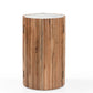 iAnanas Wooden  Bar Cabinet with White Marble Top – Elegant Wine & Glass Storage for Home Bar
