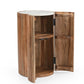 iAnanas Wooden  Bar Cabinet with White Marble Top – Elegant Wine & Glass Storage for Home Bar