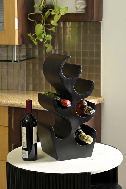Abstract Elegance Black Wine Rack – Modern Wine Storage Marudhara