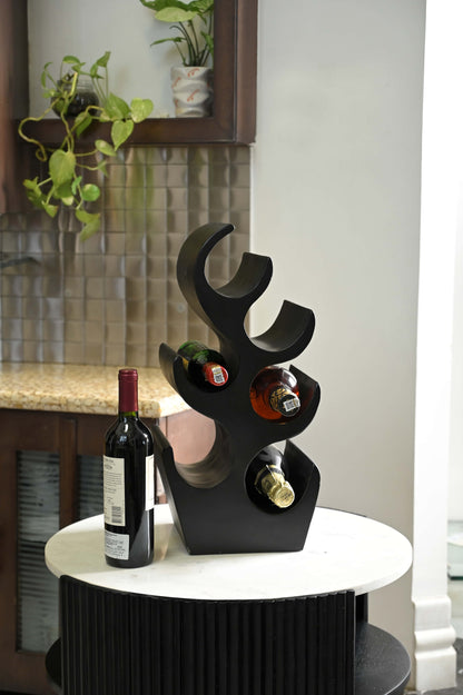 Abstract Elegance Black Wine Rack – Modern Wine Storage Marudhara