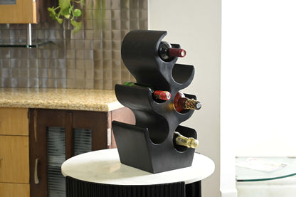 Abstract Elegance Black Wine Rack – Modern Wine Storage Marudhara