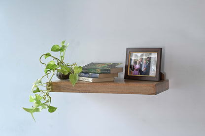 Rustic Wooden Wall Shelf with Sturdy Metal Brackets – Industrial Floating Shelf Marudhara