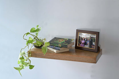 Rustic Wooden Wall Shelf with Sturdy Metal Brackets – Industrial Floating Shelf Marudhara