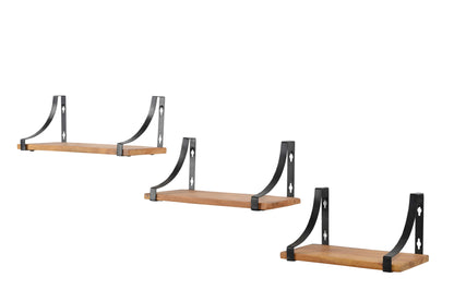 Wandregal Set aus Holz – Modernes minimalistisches 3-teiliges Regal mit Metallhalterungen iAnanas