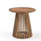 Round Luxury Mango Wood Coffee Table with Grid Frame, Stylish Modern Slatted Side Table in Boho Style for the Living Room, Rustic Natural Finish, Elegant and Durable, 50x50x50 cm