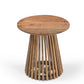 Round Luxury Mango Wood Coffee Table with Grid Frame, Stylish Modern Slatted Side Table in Boho Style for the Living Room, Rustic Natural Finish, Elegant and Durable, 50x50x50 cm