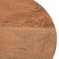 Round Luxury Mango Wood Coffee Table with Grid Frame, Stylish Modern Slatted Side Table in Boho Style for the Living Room, Rustic Natural Finish, Elegant and Durable, 50x50x50 cm