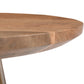 Round Luxury Mango Wood Coffee Table with Grid Frame, Stylish Modern Slatted Side Table in Boho Style for the Living Room, Rustic Natural Finish, Elegant and Durable, 50x50x50 cm