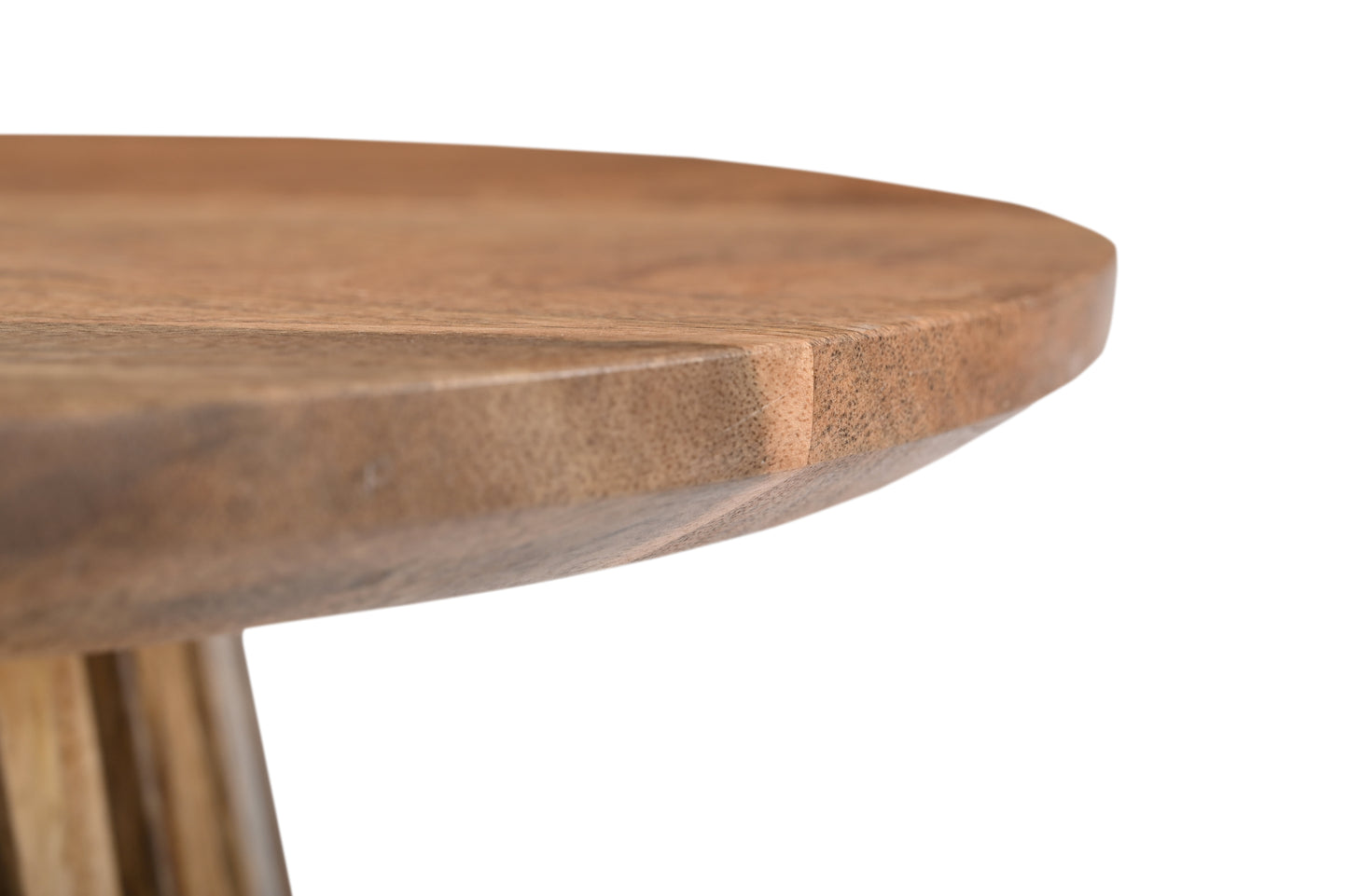 Round Luxury Mango Wood Coffee Table with Grid Frame, Stylish Modern Slatted Side Table in Boho Style for the Living Room, Rustic Natural Finish, Elegant and Durable, 50x50x50 cm